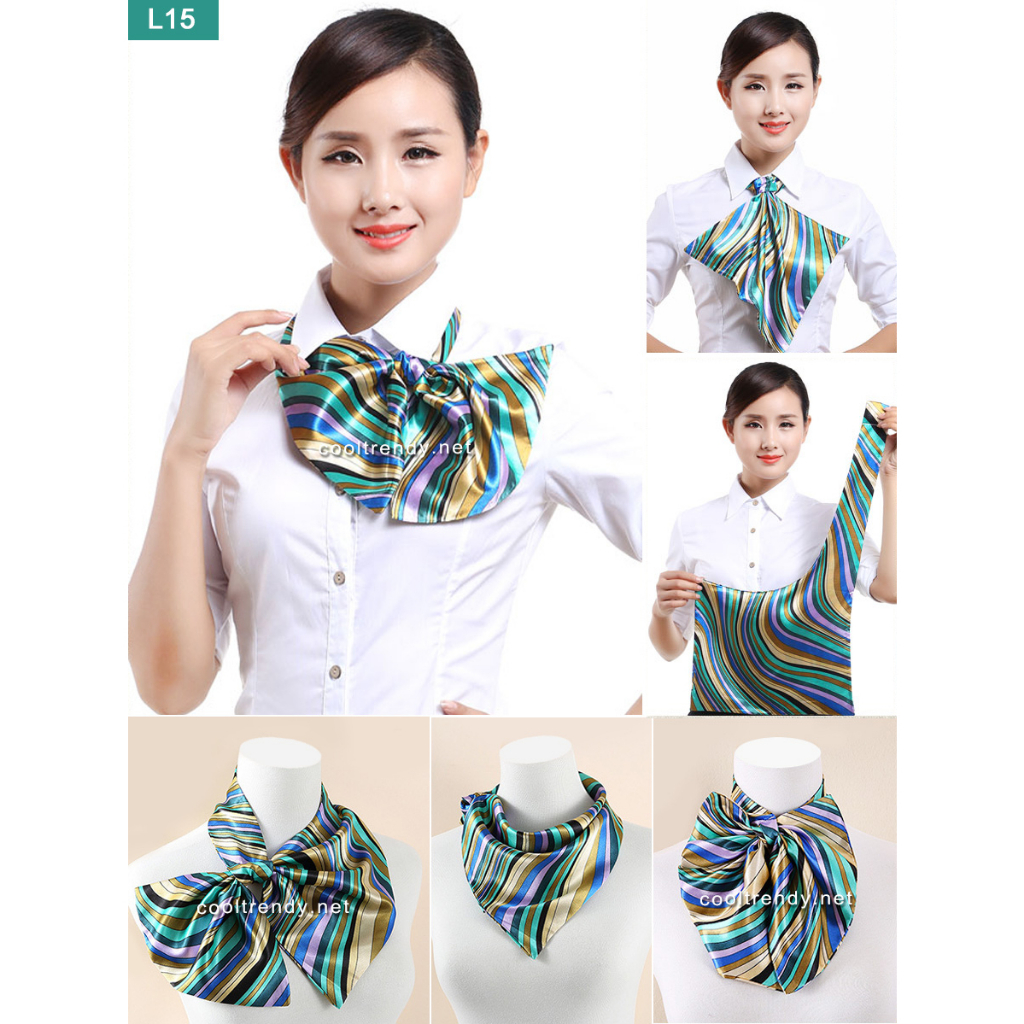 cooltrendy-ผ้าพันคอสำเร็จรูป-ผ้ายูนิฟอร์ม-uniform-scarf-โทนสีเขียว