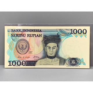 ธนบัตรรุ่นเก่าของประเทศอินโดนีเชีย 1000Rupaih ปี1987 UNC