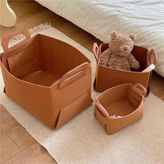 (พร้อมส่ง🧺) INS Basket กล่องเก็บของสีน้ำตาล กล่องจัดเก็บของ ตะกร้าผ้า!