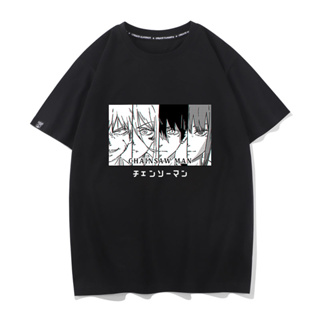 Chainsaw Man อะนิเมะ เสื้อยืดผ้าฝ้ายแขนสั้นพิมพ์ลาย Unisex