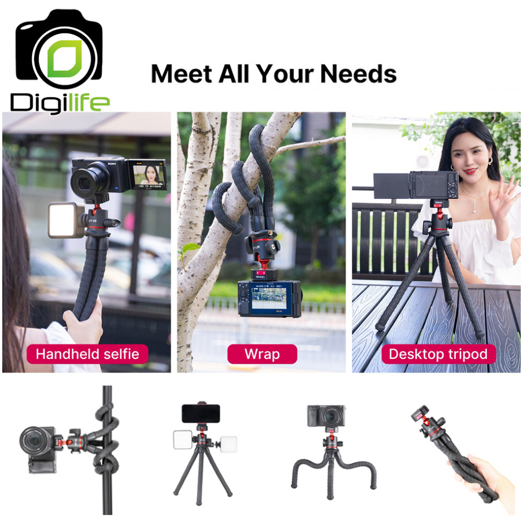 ulanzi-tripod-mt-45-claw-flexible-พร้อมหัวบอล-gorillapod-vlog-live-streaming-ขาตั้งปลาหมึก-digilife-thailand