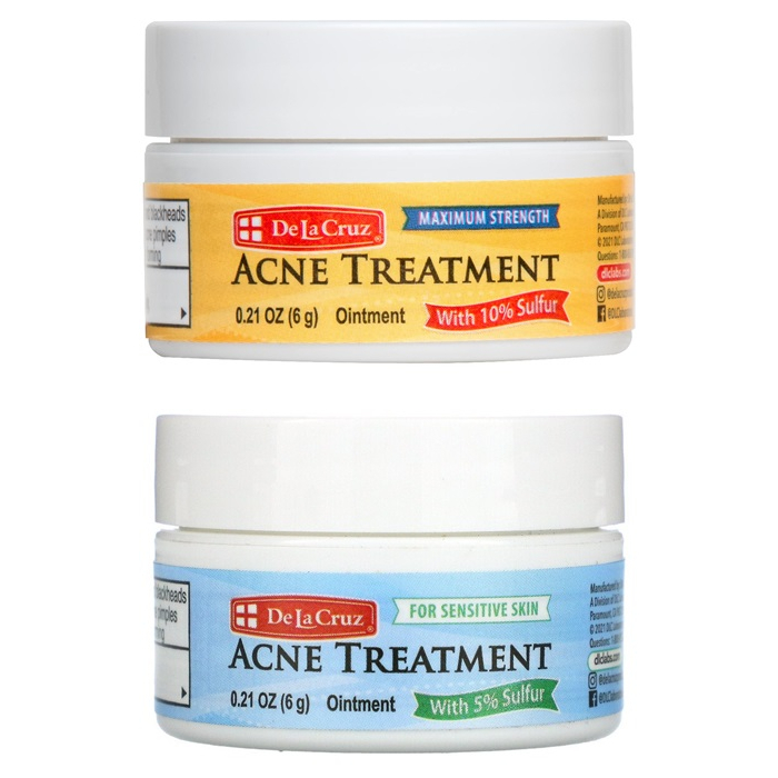 De La Cruz, Acne Treatment Ointment with 10% Sulfur, Maximum Strength  6g/Acne Treatment with 5% Sulfur 6g ครีมแต้มสิว