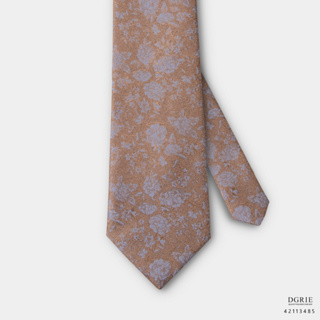 Light Blue Rose on Sand Yellow B/Y 3 Inch Necktie-เนคไทสีเหลืองทรายลายดอกกุหลาบสีฟ้า