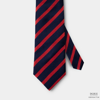 Navy Red Stripe 2cm N/R 3 Inch Necktie-เนคไทสีกรมลายทางแดง