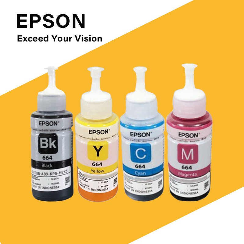 epson-664-หมึกแท้-100-original-4-สี-bk-c-m-y-ไม่มีกล่อง-ใช้กับเอปสันรุ่น-l120-l360-l121-l310-l405-l1300-130-110-l11