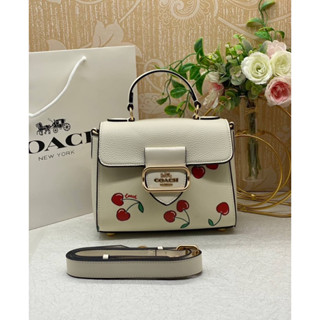 (CF419) Coach  Morgan Top Handle Satchel With Heart Cherry Print