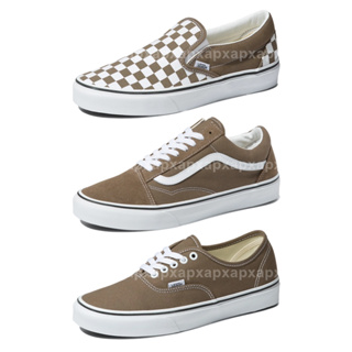 Vans รองเท้าผ้าใบ Old Skool / Classic Slip-On Checkerboard / Authentic | Color Theory Walnut (3รุ่น)