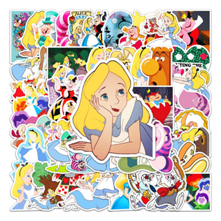 💥พร้อมส่ง💥New Disney Princess Alice in Wonderland อลิซในแดนมหัศจรรย์ ดิสนี่ย์ ปริ๊นเซส 50แผ่น พีวีซี สติ๊กเกอร์ Sticker