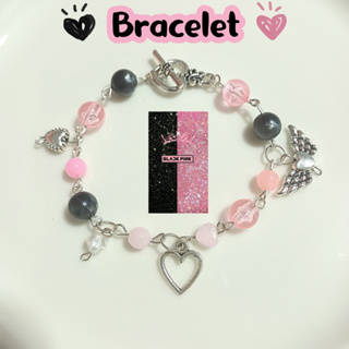 สร้อยข้อมือ ลูกปัด 🎀black&amp;pink📓➰Bracelet