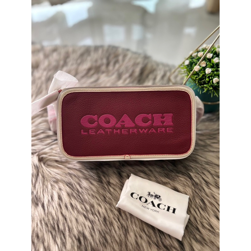 ผ่อน0-กระเป๋าสะพายข้าง-coach-kia-crossbody-bag-grained-leather-dark-red-ce735-งานshop-หนังแท้สีแดง-สายสปอร์ต