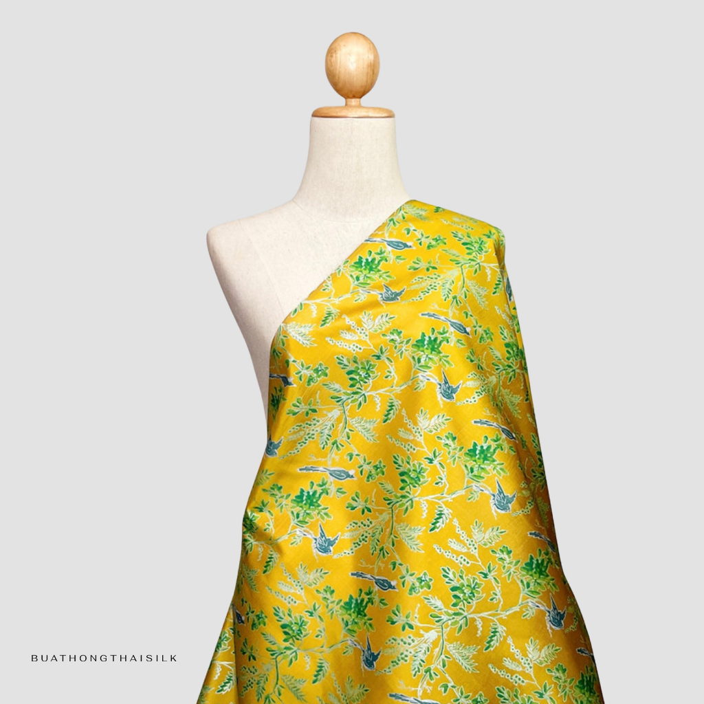 nature-printed-thai-silk-fabric-ผ้าไหม-ไทยแท้-พิมพ์ลาย-ลวดลาย-ธรรมชาติ