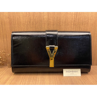 Saint Laurent Leather YSL Clutch Bag