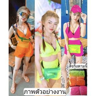 พร้อมส่ง Set สงกรานต์ต้องจัด เสื้อสายเดี่ยว+กางเกงสีสดใส