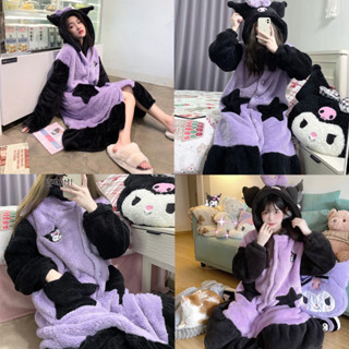 ส่งจากไทย💜 ชุดน่ารัก Kuromi คุโรมิ สีม่วงดำน่ารัก ชุดคอสเพลย์ ชุดมาสคอต ชุดนอน ชุดแฟนซี ชุดปาร์ตี้ กันหนาว เสื้อกันหนาว