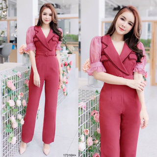 AK 17316 Jumpsuit จั้มสูท ขายาว คอปก