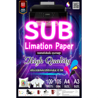 ภาพขนาดย่อสินค้ากระดาษซับลิเมชั่น Sublimation paper (หลังชมพู) ทรานซ์เฟอร์ กระดาษสกรีนเสื้อ แก้ว จาน หมวก SIZE A4 - 100 แผ่น