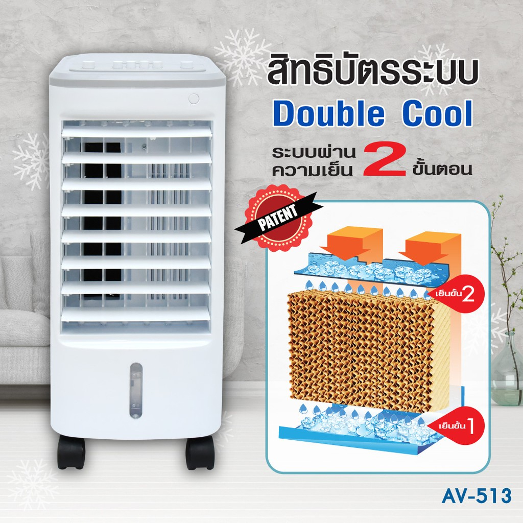 Kool+ พัดลม ไอเย็น AV-513 พัดลมไอเย็น พัดลมไอน้ำ พัดลมไอเย็นเคลื่อนที่ ...