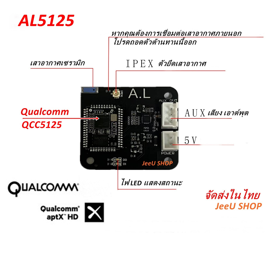 QCC3034 QCC5125 LDAC HIFI Bluetooth 5.1 รองรับ ACC APTX aptxHD lossless ...
