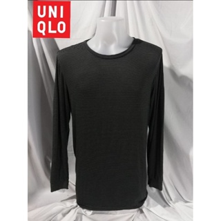 HEATTECH Uniqlo Brand_2nd hand เสื้อยืดแขนยาวฮีตเทคลายทาง/ Size​ L/ Made​ in​ Vietnam / แท้มือสองกระสอบนำเข้า​