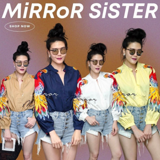 🔖ป้าย Mirrorsister เสื้องานปัก สวยgrand โดดเด่นที่ช่วงแขนปักลายนกยูงสีสันสวยสด