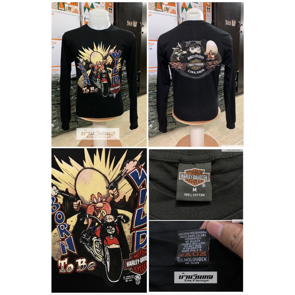 เสื้อแขนยาวฮาเลย์-harley-davidson-ป้ายฮาเลย์-ผ้าcotton-ลายที่-l061-l072