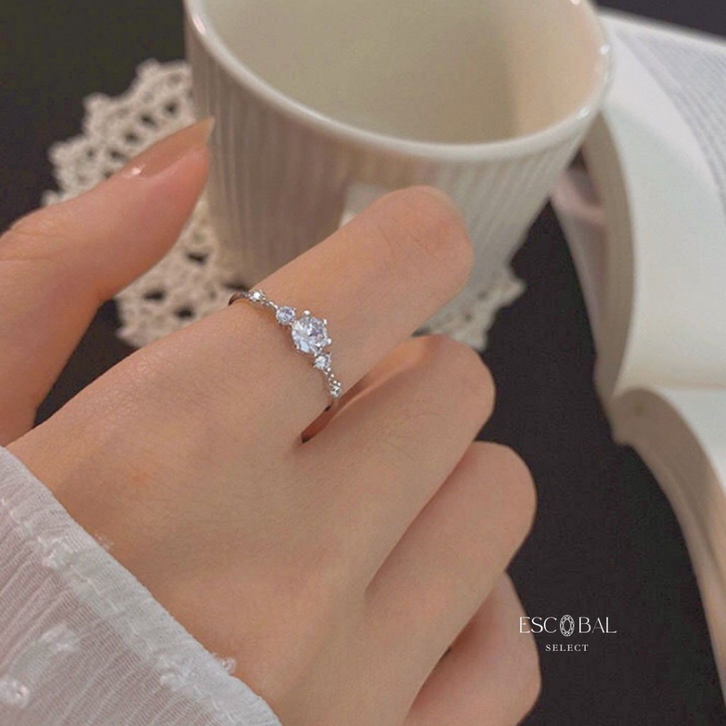 ภาพหน้าปกสินค้าESCOBAL พร้อมส่ง แหวนเงินแท้ Little Fairy แหวนเพชร แหวนน่ารัก แหวนมงคล แหวนแฟชั่น แหวนผู้หญิง แหวนปรับขนาดได้ แหวน cz จากร้าน escobal_select บน Shopee