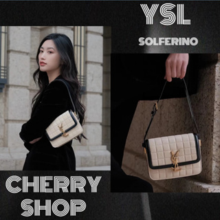 ถูกที่สุด ของแท้ 100%/Saint Laurent SOLFERINO small shoulder bag in quilted suedeYSL กระเป๋า Messenger /กระเป๋าสะพายไหล่