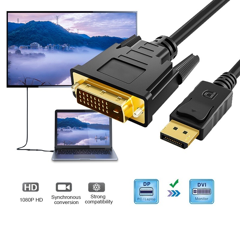 สายDP สาย displayport dp to dvi 4K HD 1080P สายเชื่อมหน้าจอ ชุบทอง ยาว1 ...