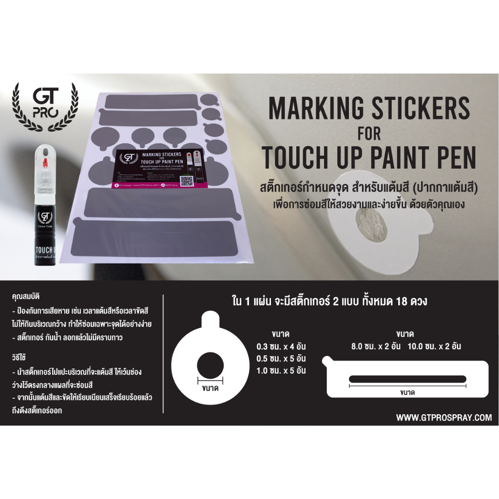 ภาพหน้าปกสินค้าสติ๊กเกอร์กำหนดจุด Marking Sticker for Touch Up Paint Pen