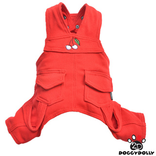 Pet clothes -Doggydolly  เสื้อผ้าแฟชั่น  สัตว์เลี้ยง  หมาแมว ชุดเอี๊ยม กางเกง สีแดง สี่ขา Jumper ขนาดไซส์ 1-9 โล - C412