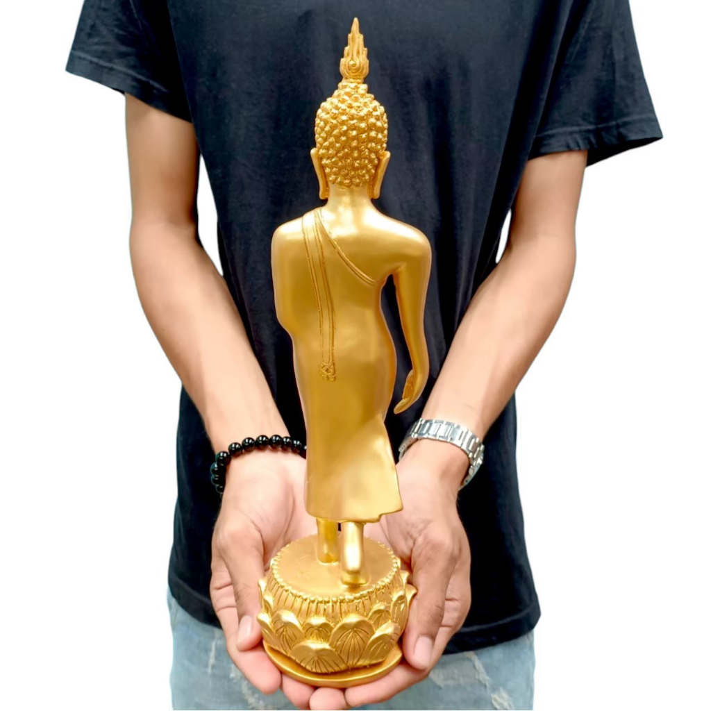 aln888พระพุทธรูปปางลีลาประทานพร-ศิลปะสุโขทัยโบราณ-เนื้อเรซิ่น-สีชุบทอง-กว้าง-4-นิ้ว-สูง-10-นิ้ว-บูชาเสริมศิริมงคล-หรือนำ