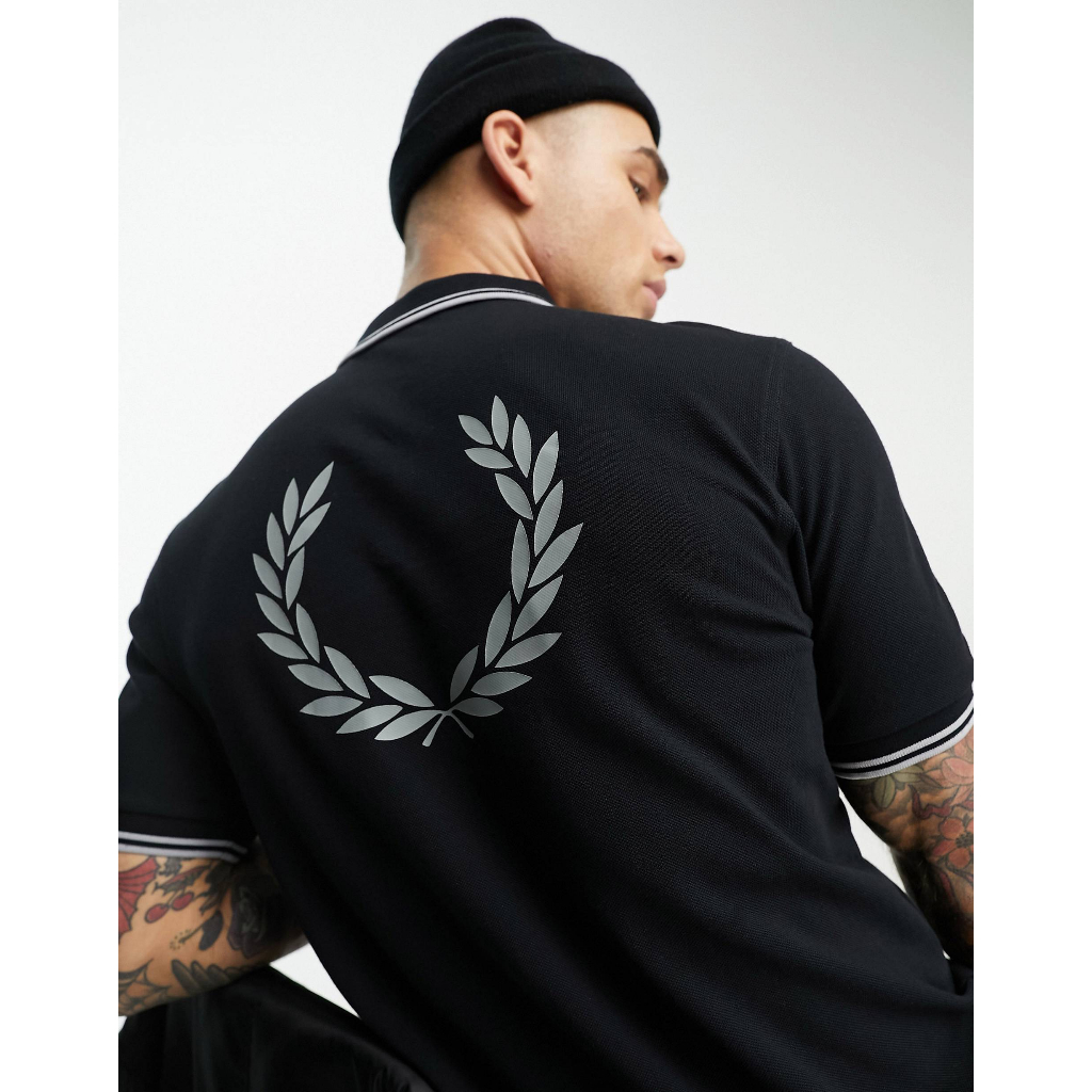 [ของแท้ พร้อมส่งในไทย] Fred Perry Back Graphic Polo Shirt Col : Black ...