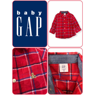 Baby Gap เสื้อเชิ๊ตเด็กเล็ก ลายสก็อตสีแดง&amp;ลายมิกกี้เม้าส์