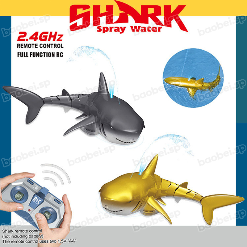 ฉลามบังคับ-ของเล่นในน้ำ-rc-shark-ปลาฉลามบังคับ-ปลาฉลาม-พร้อมแสงไฟและละอองน้ำได้-2-4g-หุ่นยนต์ฉลาม-ปลาฉลามบังคับวิทยุ