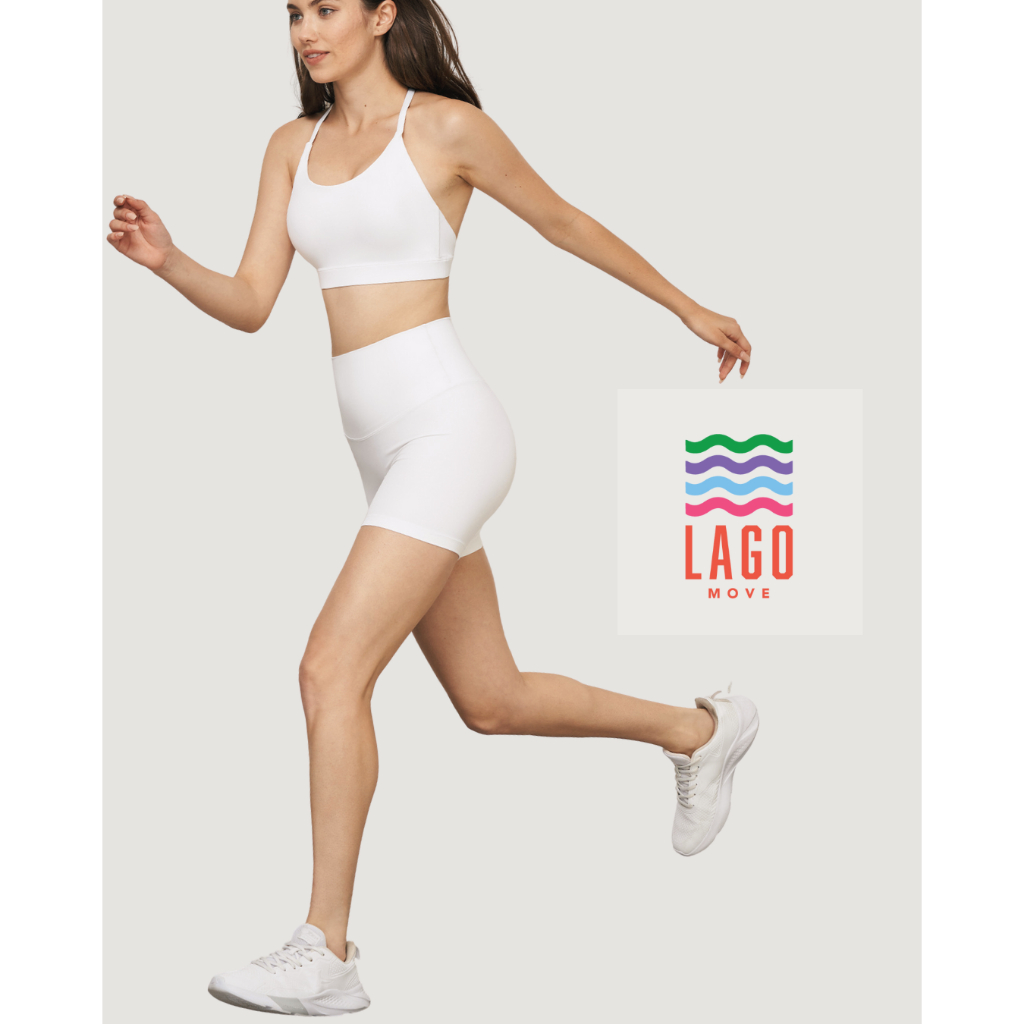 [LAGO MOVE Biker Short] สี Powder White กางเกงออกกำลังกาย กางเกงกีฬาขา ...