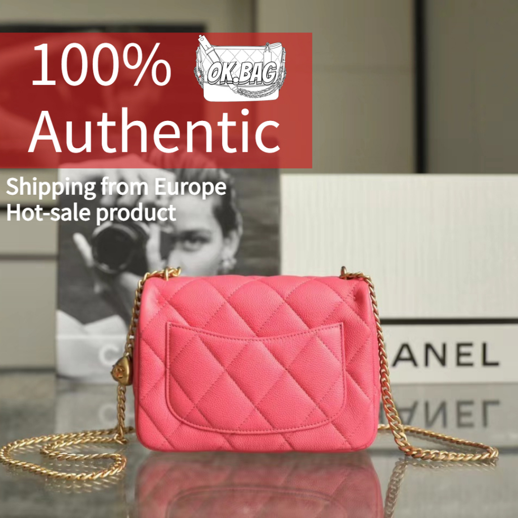 ชาแนล-chanel-23p-cowhide-dark-pink-medium-flap-chain-bag-สุภาพสตรี-กระเป๋าสะพายไหล่