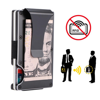 Minimalist Slim Wallet For Men - RFID Blocking Front Pocket Credit Card Holder - Metal Wallet For Men With Money Clip
