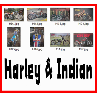 โปสเตอร์ รุ่นเก่า Harley Davidson &amp; Indian Motorcycle (8แบบ) หายาก รูป ภาพ รถ ติดผนัง poster ประมาณ30x20.5นิ้ว(76x52ซม.)