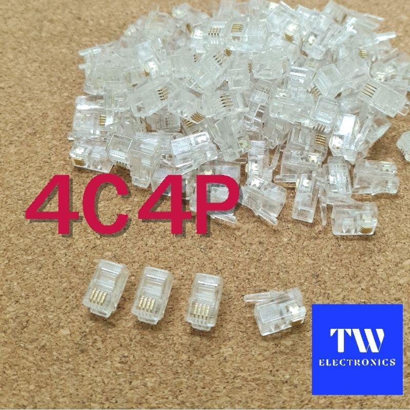 หัวเสียบหูโทรศัพท์บ้าน RJ9/RJ10/RJ22 **4P4C แบบ4เขี้ยว (จำนวน10, 20, 50 ...