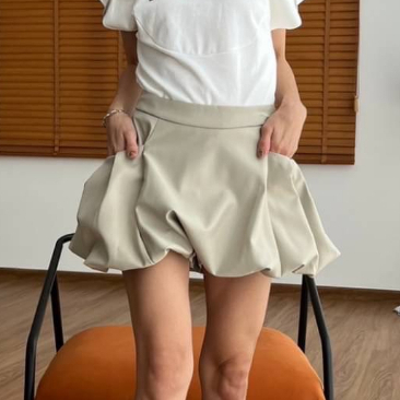 chani-in618087-l-mini-skirt-with-pants-กระโปรงทรงบอลลูนซิปหลัง-มีกางเกงกันโป๊ด้านใน