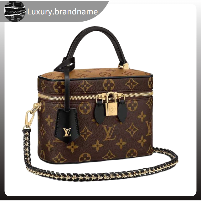 หลุยส์วิตตอง-louisvuitton-กระเป๋าเครื่องสำอางใหม่-กระเป๋าโซ่-ซิปคู่-กระเป๋าผู้หญิง-พร้อมสายสะพาย