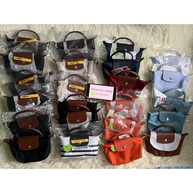 พร้อมส่ง-กระเป๋าlongchamp-mini-ของแท้-กระเป๋าlongchamp-le-pliage-pouchwithhandle-สายเสริม-สายกระเป๋า-longchamp