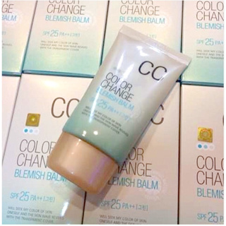 Welcos เวลคอส Color Change Blemish Balm SPF25 PA+++ 50ml ครีมปรับสีผิวผสมเบสเขียว สีผิวไม่สม่ำเสมอ ลบรอยแดง รอยสิว.