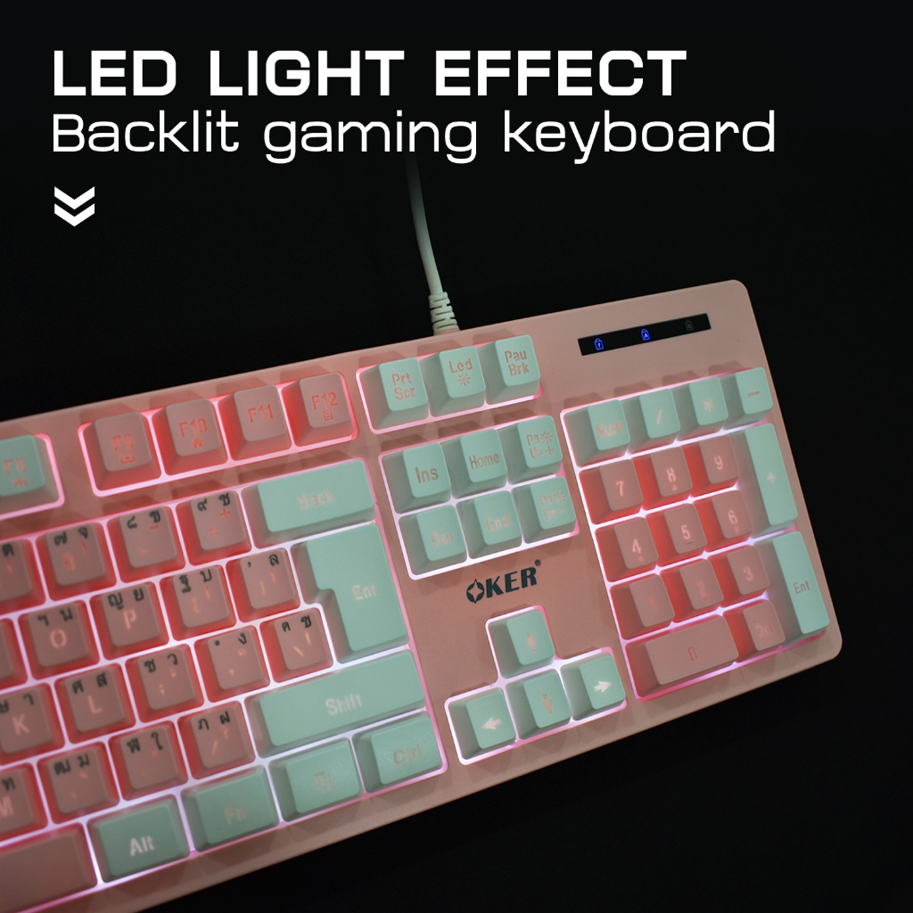 ส่งเร็ว-oker-kb-911-kb-912-ไฟทะลุ-rose-pink-backlit-gaming-keyboard-rgb-คีย์บอร์ด-เกมมิ่ง-สีชมพู-สวยมากๆ-dm