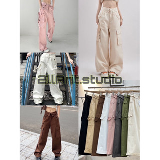 No.9192#กางเกงคาร์โก้ cargo pants เอวพับ กระเป๋าเยอะรุ่นใหม่ล่าสุด!!