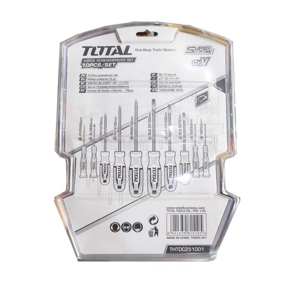 total-thtdc251001-10-pcs-screwderiver-set-ชุดไขควง-ด้ามพลาสติก-10-ตัว-ชุด-พร้อมแผงแขวน