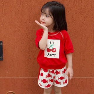 พร้อมส่ง!! ชุดเชอร์รี่คิวท์ - Cherry kids set ชุดเด็กผู้หญิง ผ้า cotton