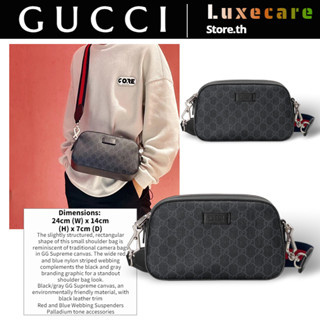 กุชชี่👜Gucci GG Supreme Men/Shoulder Bag ผู้ชาย/กระเป๋าสะพายไหล่/กระเป๋าร่อซู้ล