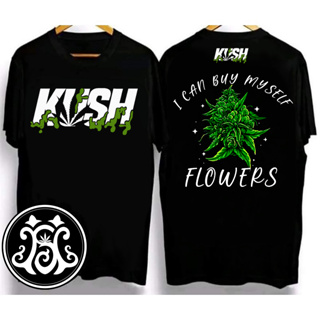 KUSH เสื้อยืดผ้าฝ้ายแท้แฟชั่น 420 สีเขียวกัญชาชุดเทรนด์ใหม่ฉันซื้อดอกไม้ MUSELF K050