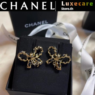 ชาแนล💎Chanel Chanel Bow Double C Earrings ชาแนลสุภาพสตรี/ ต่างหู/ คลาสสิก/ หรูหรา/ เข้าได้กับทุกคู่